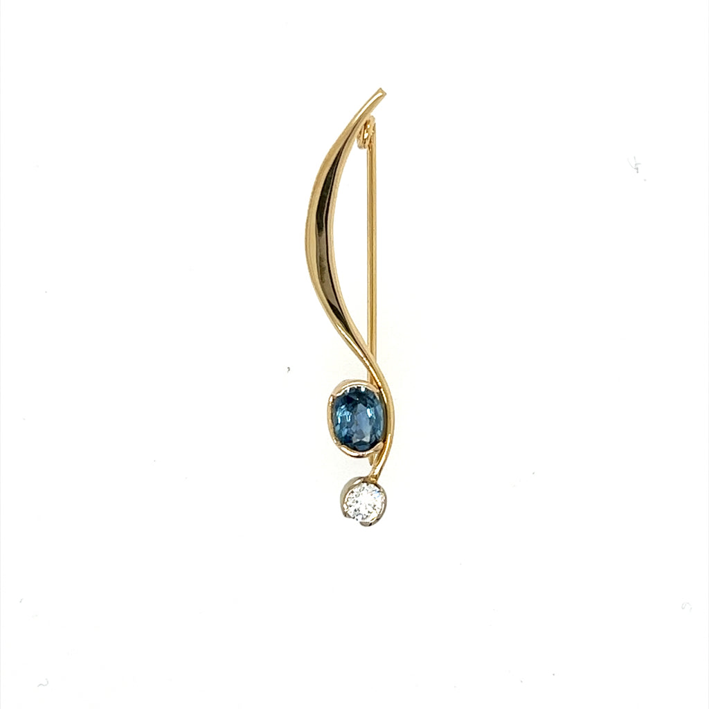 Sapphire and Diamond Swirl Pin