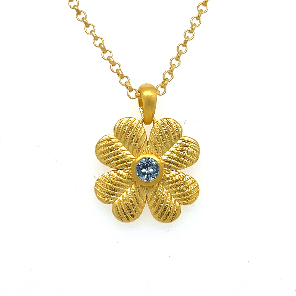 Lucky Clover Blue Topaz Necklace