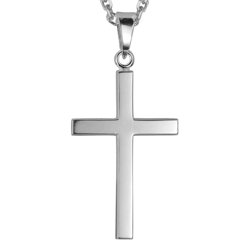 Large Silver Cross Necklace