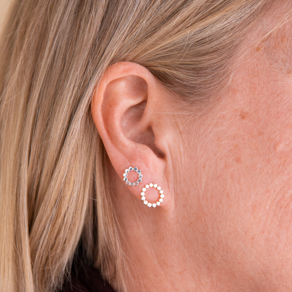 Small Circle Dot Silver Earrings