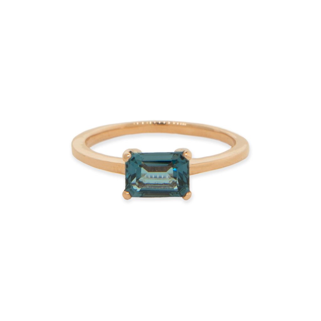 Rose Gold London Blue Topaz Ring