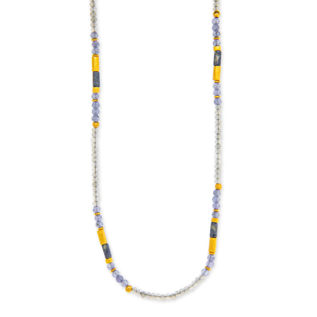 Labradorite and Tanzanite Beaded Necklace