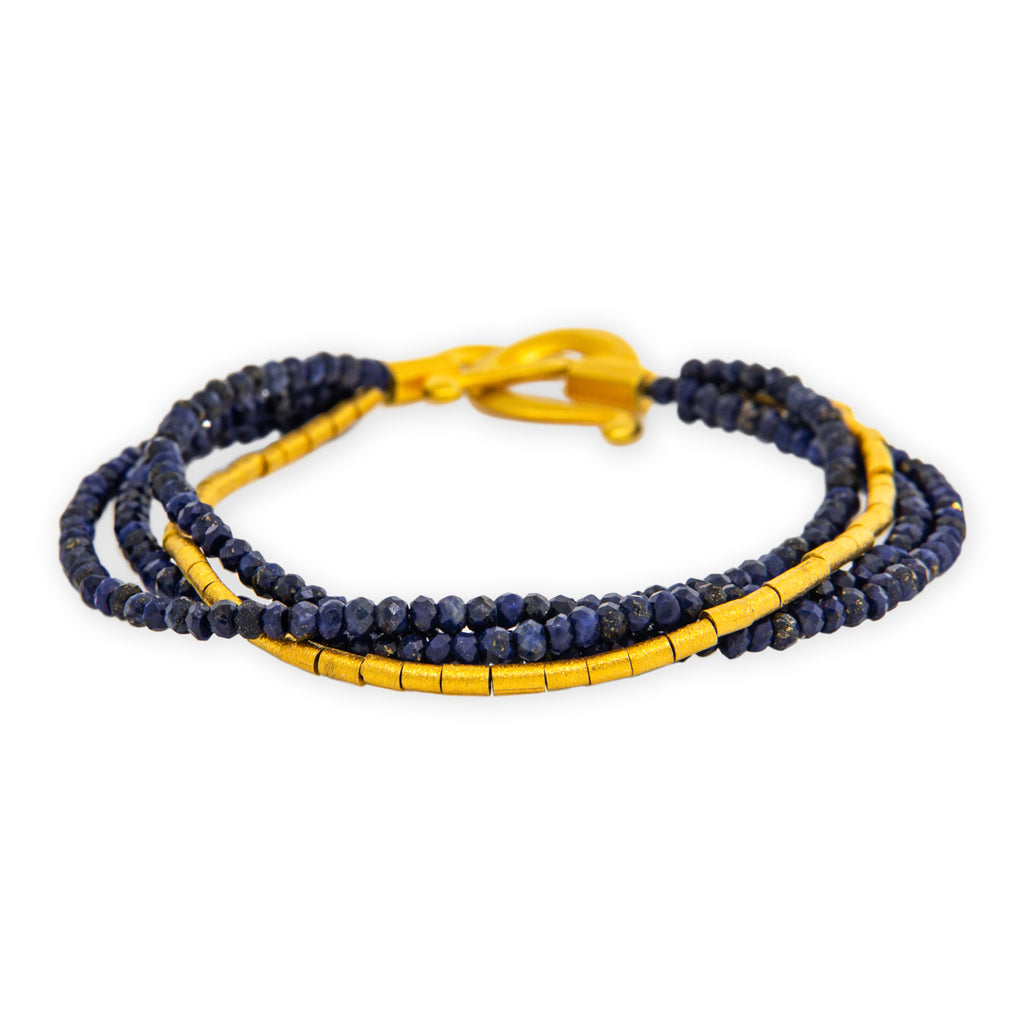 Lapis and Gold 4 Strand Bracelet