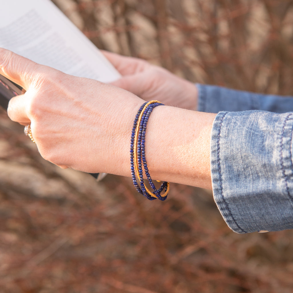 Lapis and Gold 4 Strand Bracelet