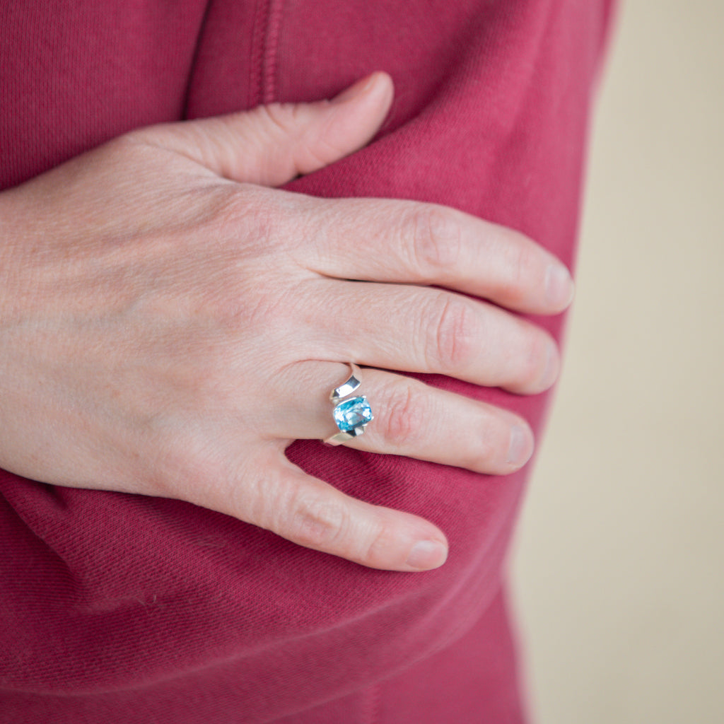 Blue Topaz Folds Ring