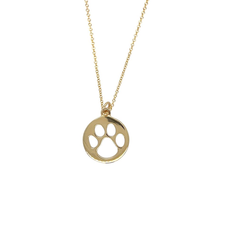 Cutout Paw Necklace 14kt