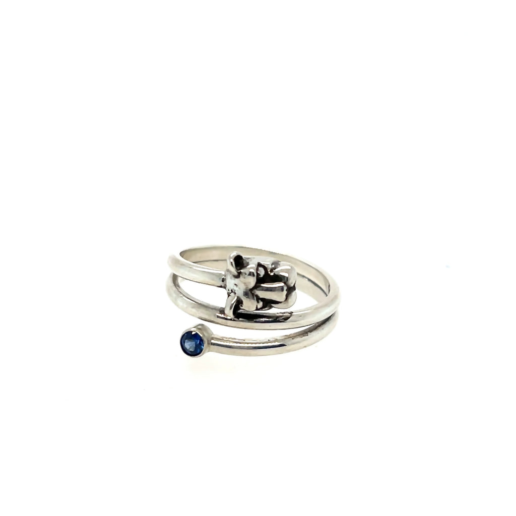 Nittany Lion Sapphire Spiral Ring-Sterling Silver