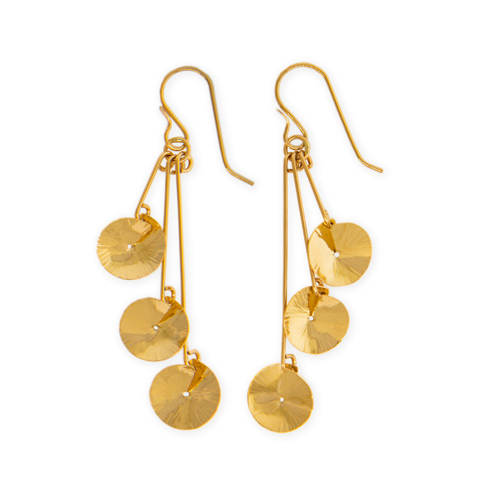 Gold Filled Pilea Dangle Earrings