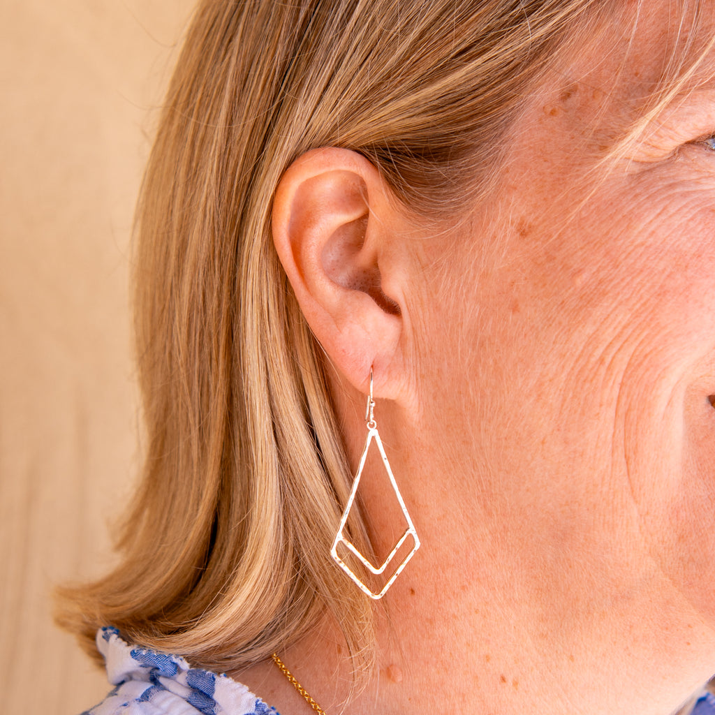 2 Tone Dangling Kite Earrings