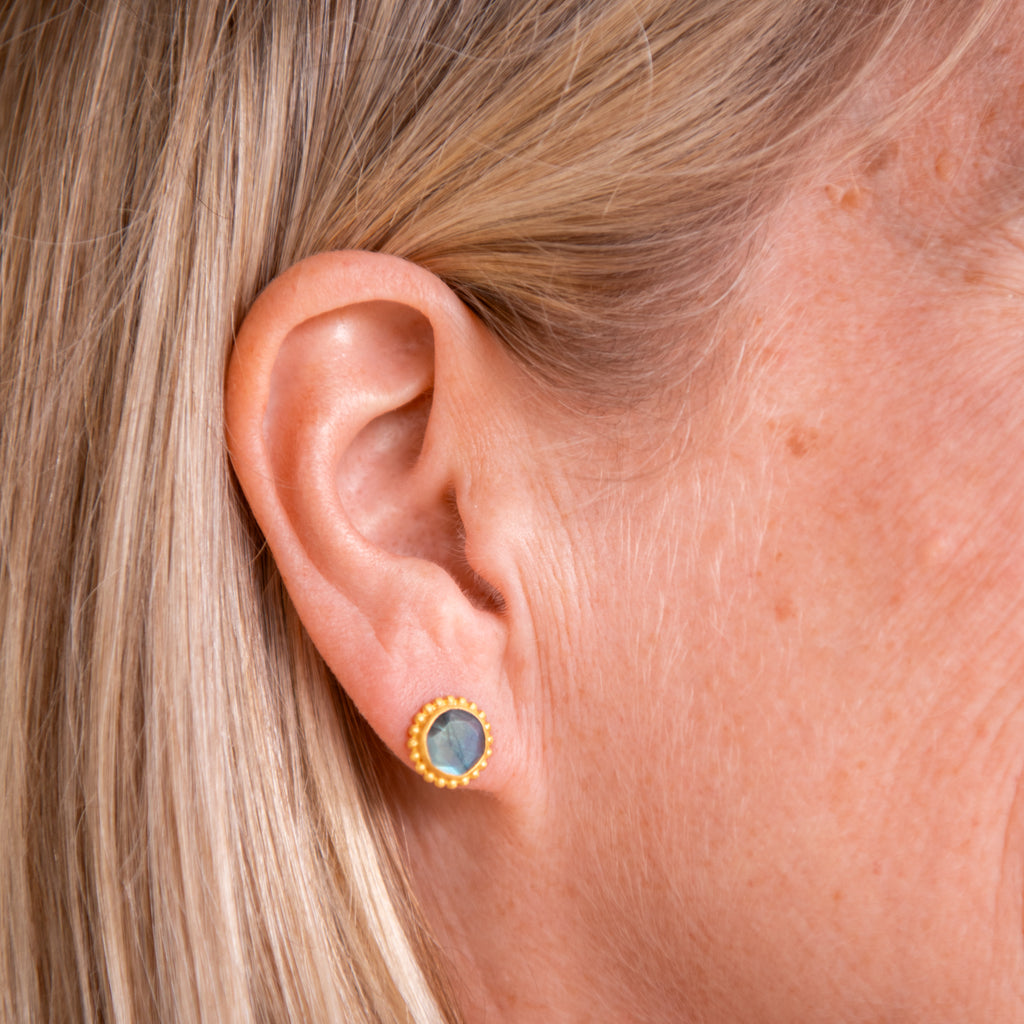 Karma Stud Earrings with Labradorite