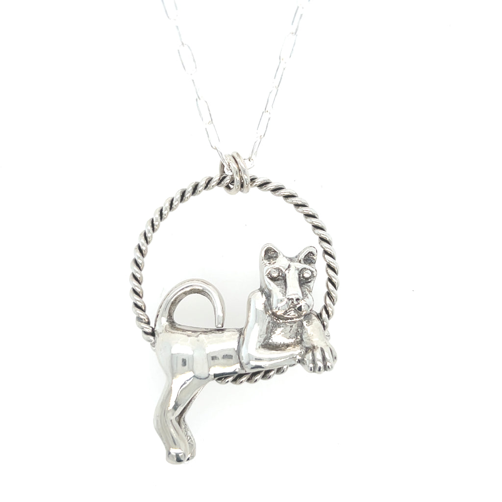 New Sterling Silver Lounging Nittany Lion Necklace