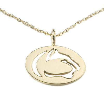 Gold Penn State Cutout Lion Logo Necklace-Large