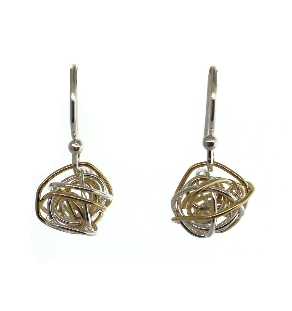 Small 2 Tone Tangled Web Earrings