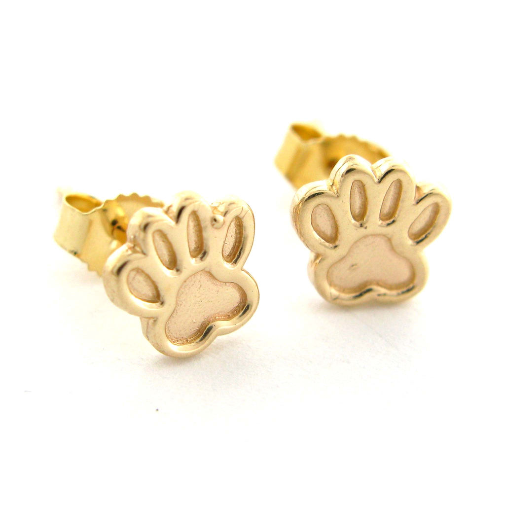 Petite “Dream” Gold Paw Studs