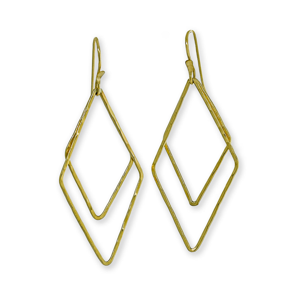 Double Diamond Drop Earrings