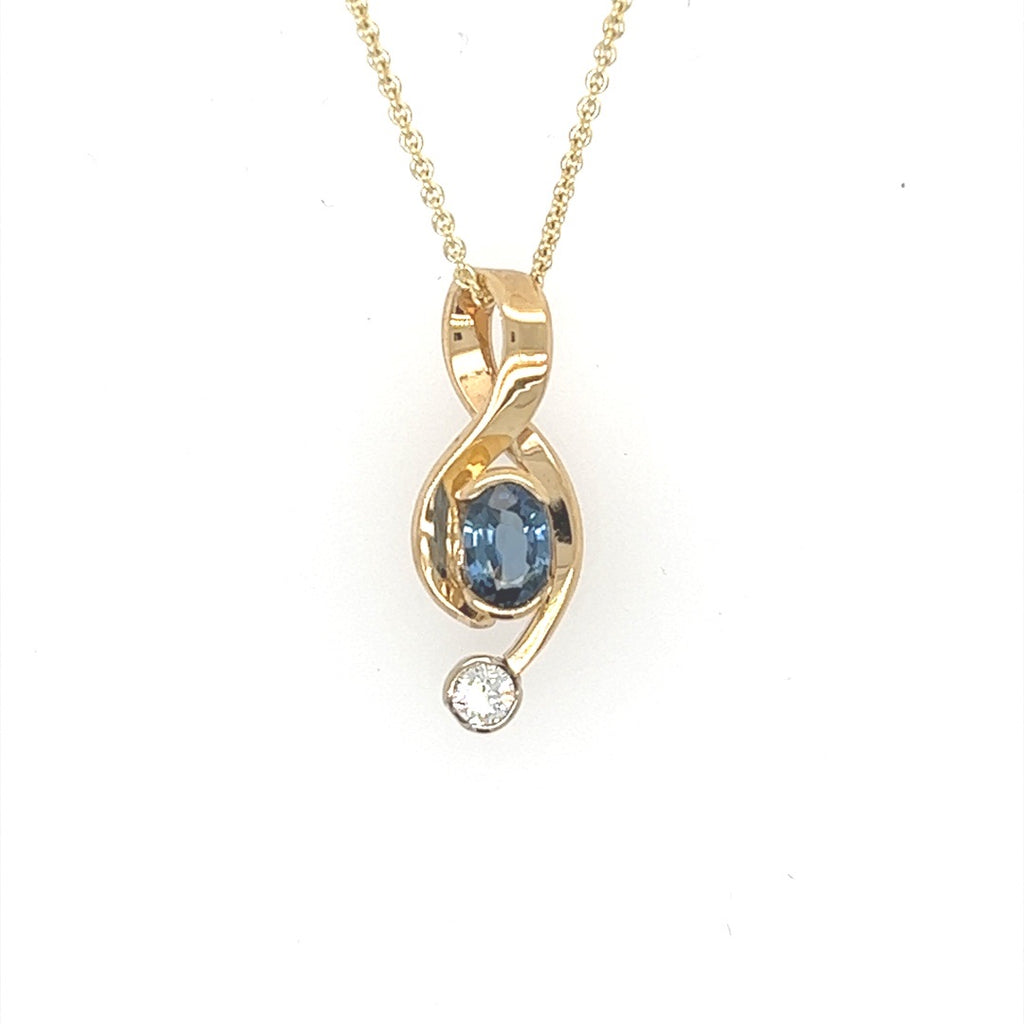 Swirl Sapphire and Diamond Necklace