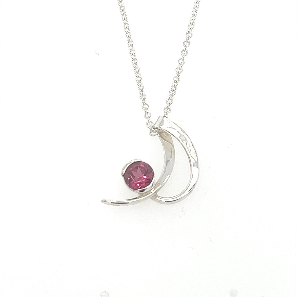 Rhodolite Garnet Crescent Necklace