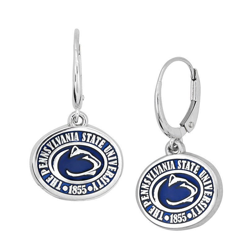 Blue Enamel Lion Logo with Surround Earrings