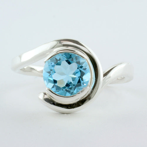 Blue Topaz Curl Ring