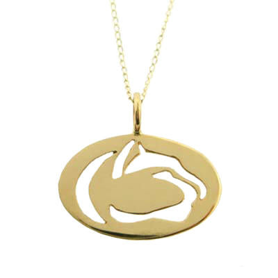 Gold Penn State Cut Out Lion Logo Necklace-Small