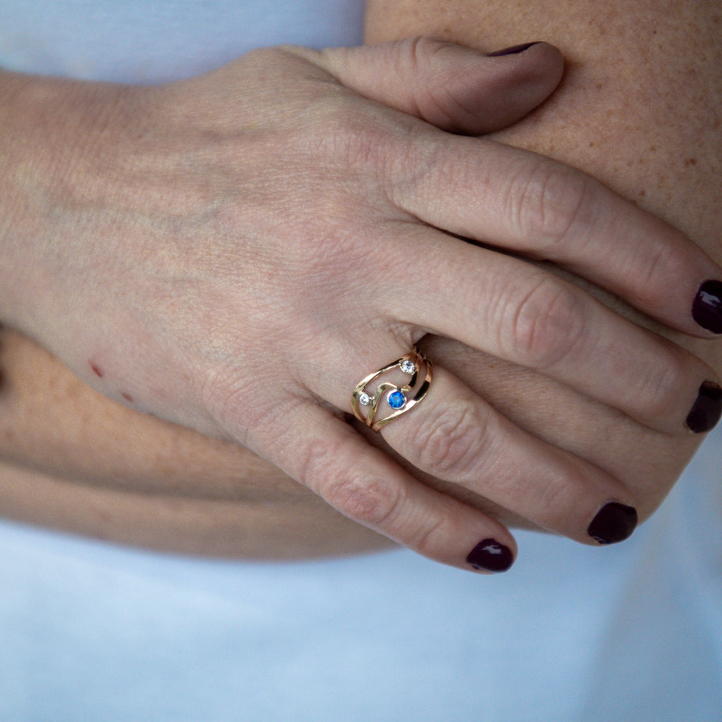 Sapphire & Diamond Rapids Ring