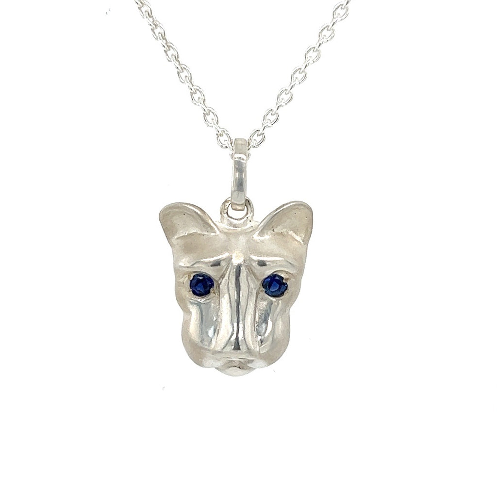 “Jumbo” Lion Head Necklace Sapphire Eyes