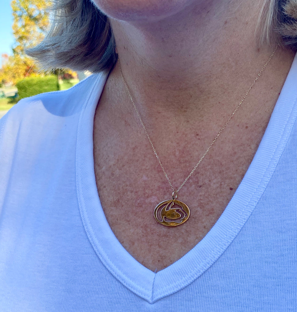 Gold Penn State Cutout Lion Logo Necklace-Large