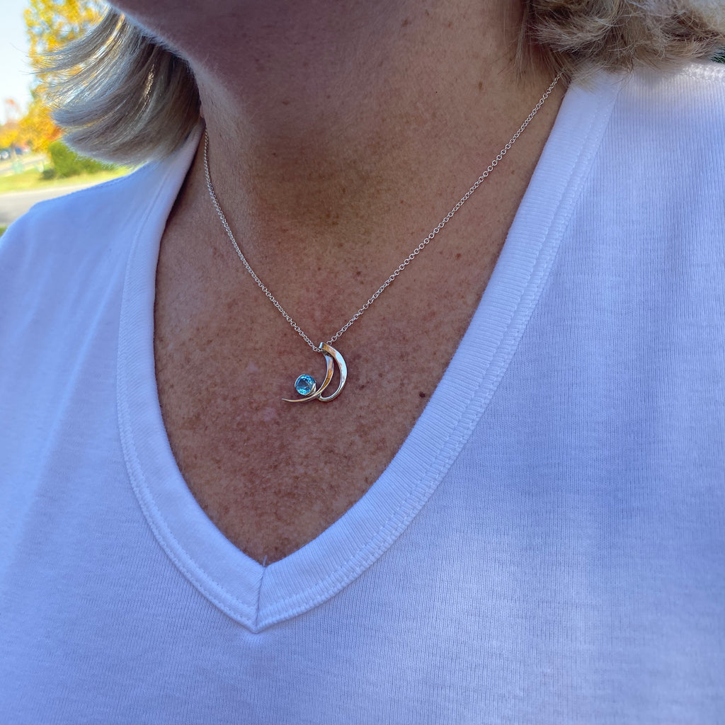 Blue Topaz Crescent Necklace