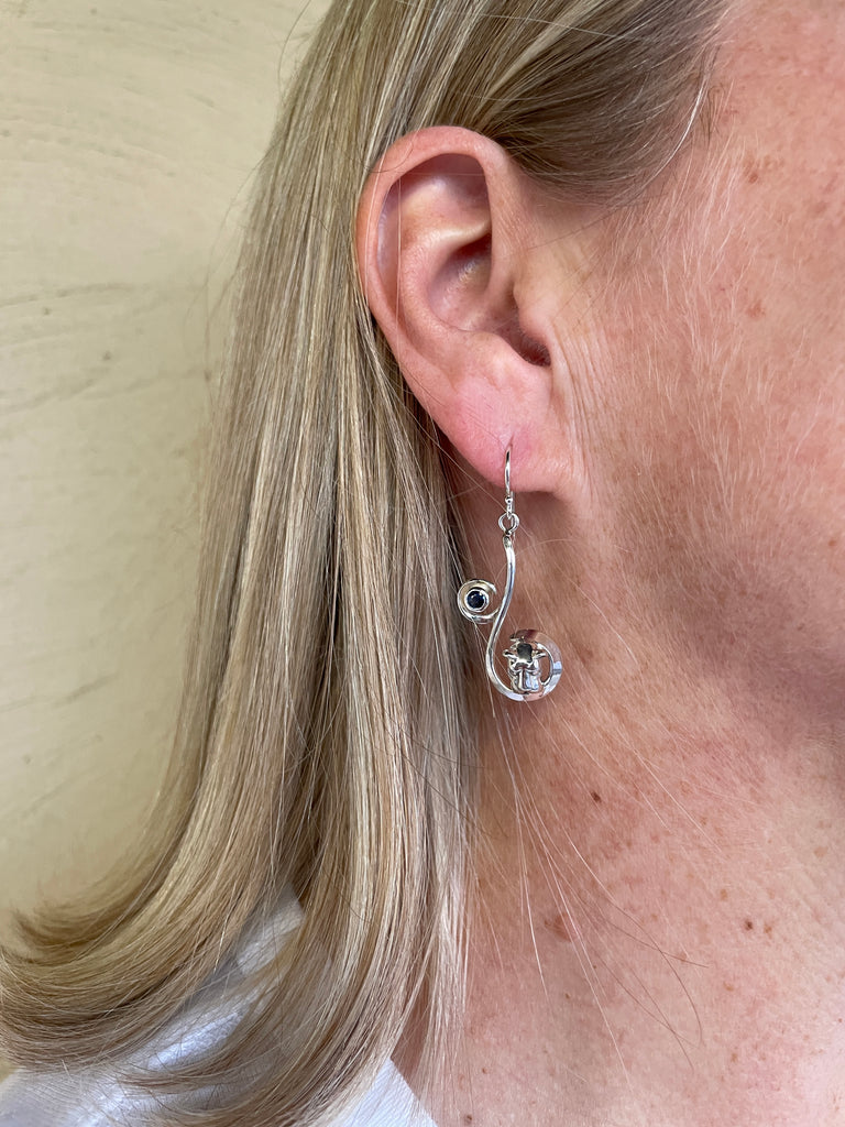 Curl Lion Head and Sapphire Earrings