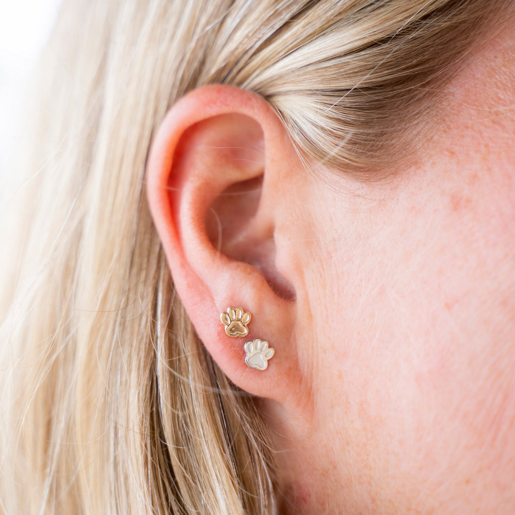 Petite “Dream” Gold Paw Studs