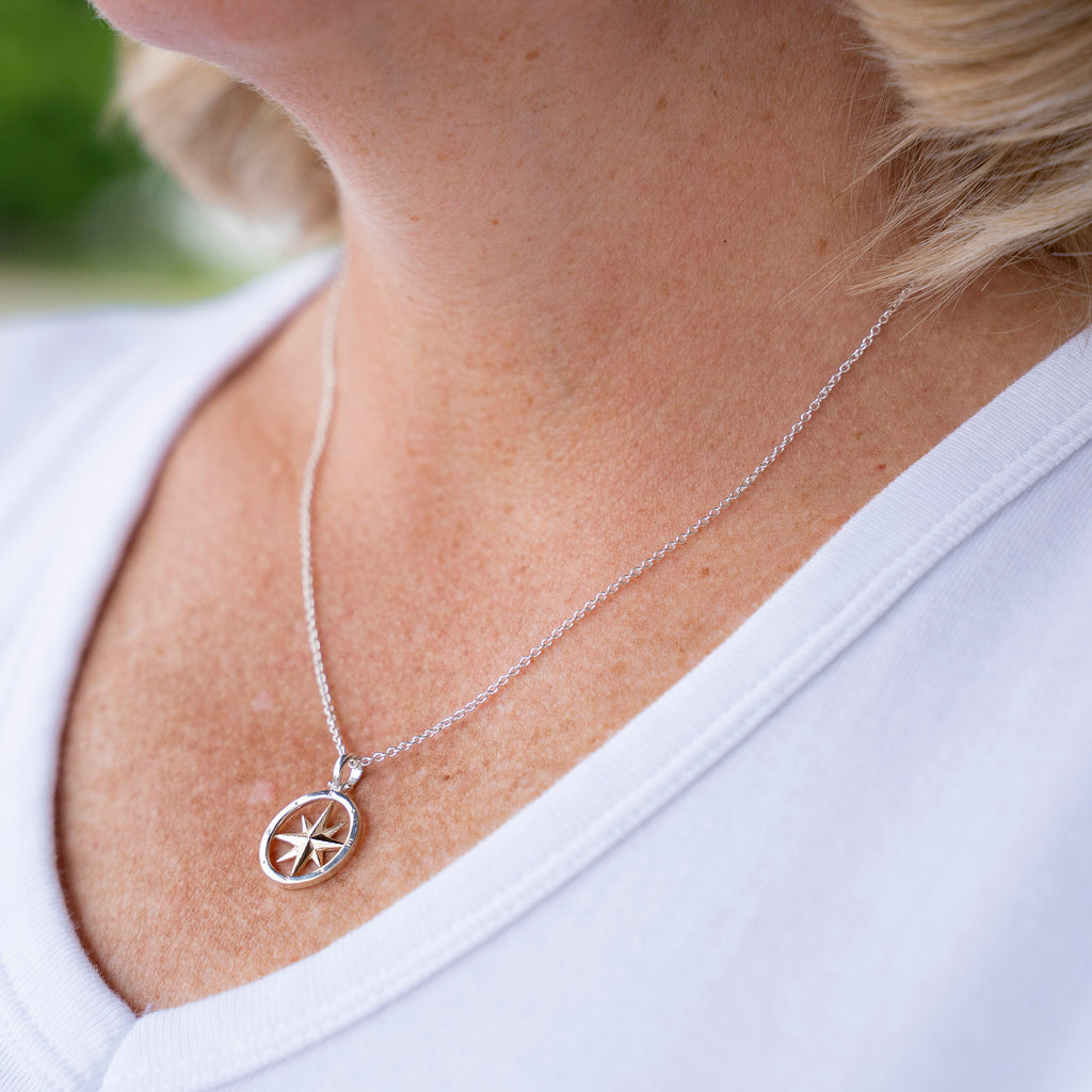 Two Tone Compass Rose Necklace