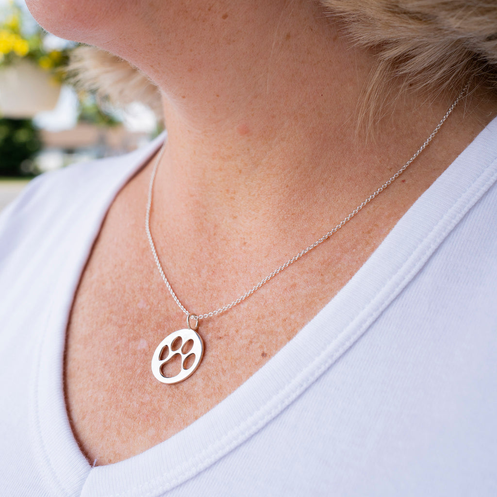 Cutout Round Paw Print Necklace