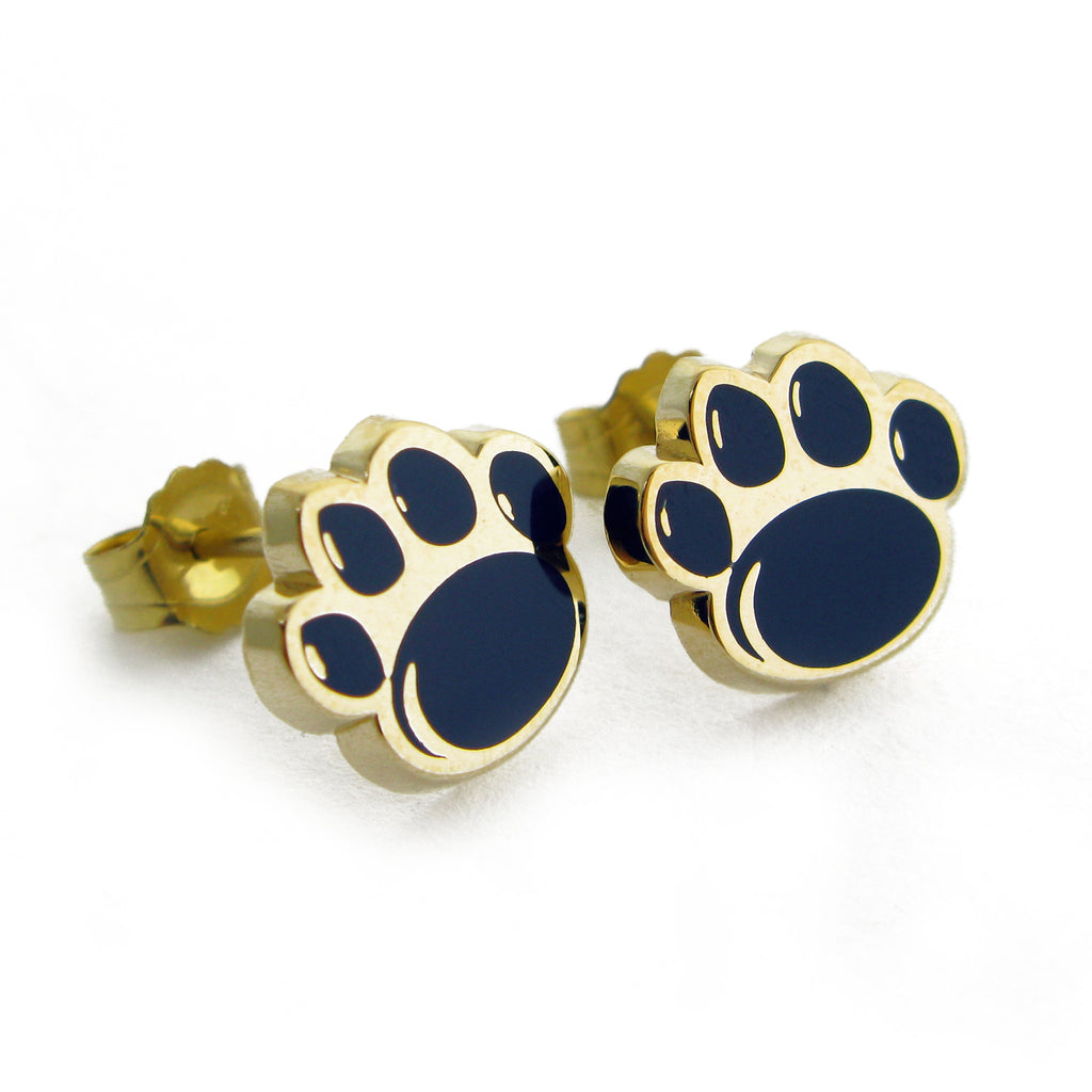 Small Official Paw Print Stud Earrings-Gold