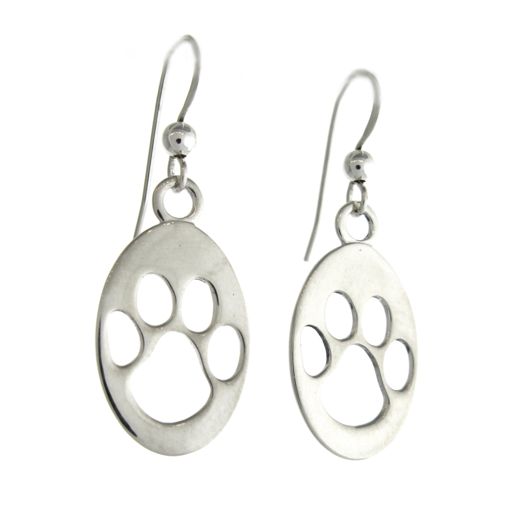 Cutout Oval Paw Print Dangle Earrings