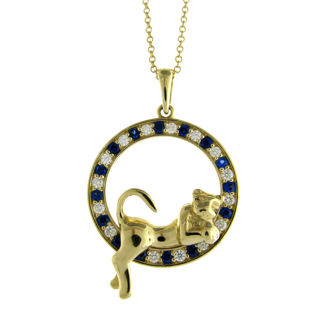 Penn State Lounging Lion Necklace Yellow Gold