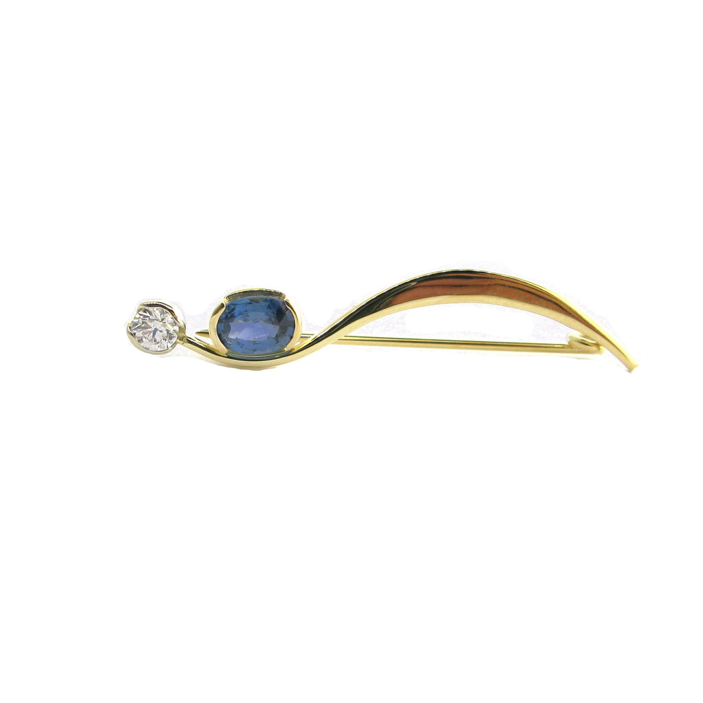 Sapphire and Diamond Swirl Pin