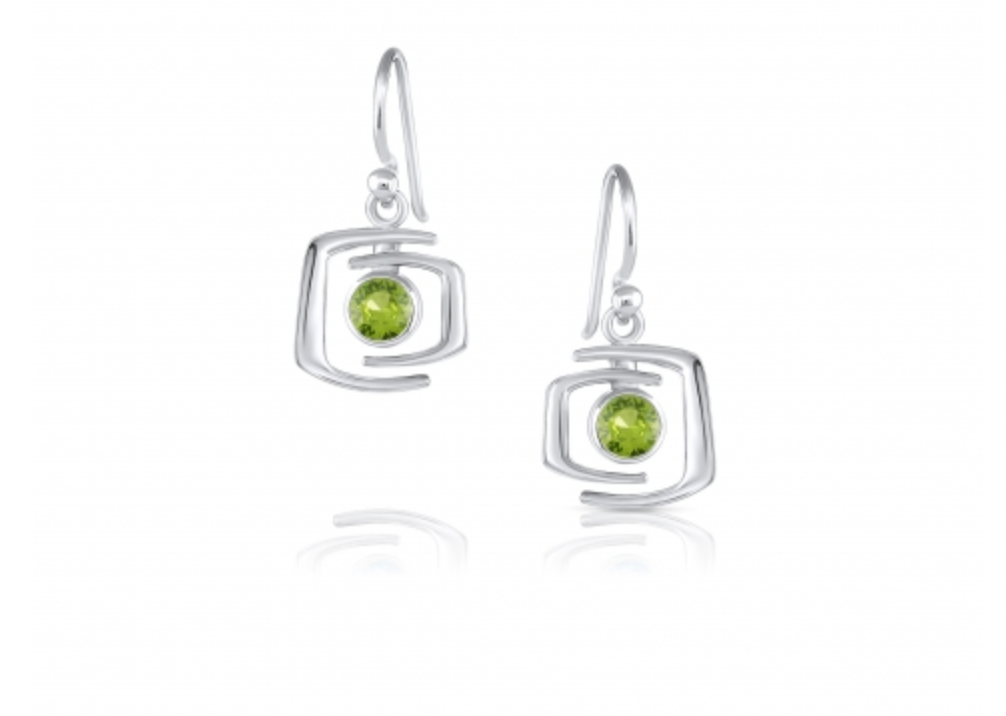 Retro Square Peridot Earrings