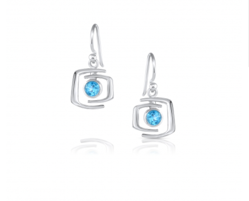 Retro Square Blue Topaz Earrings