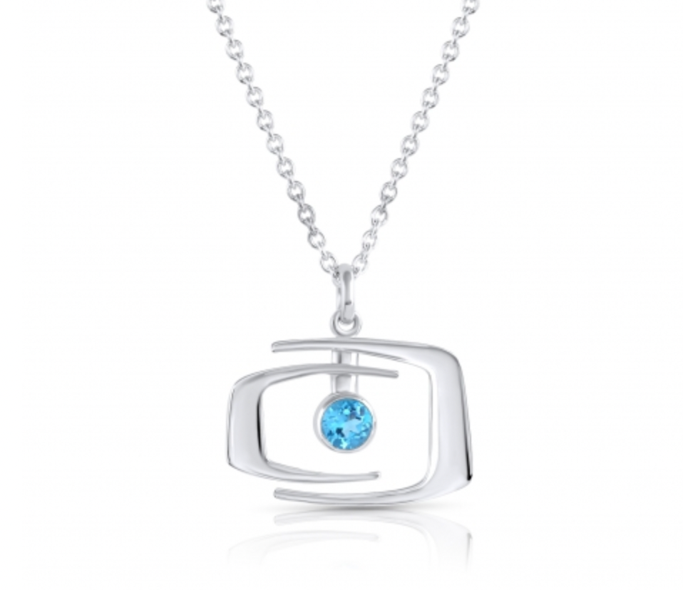 Retro Square Blue Topaz Necklace