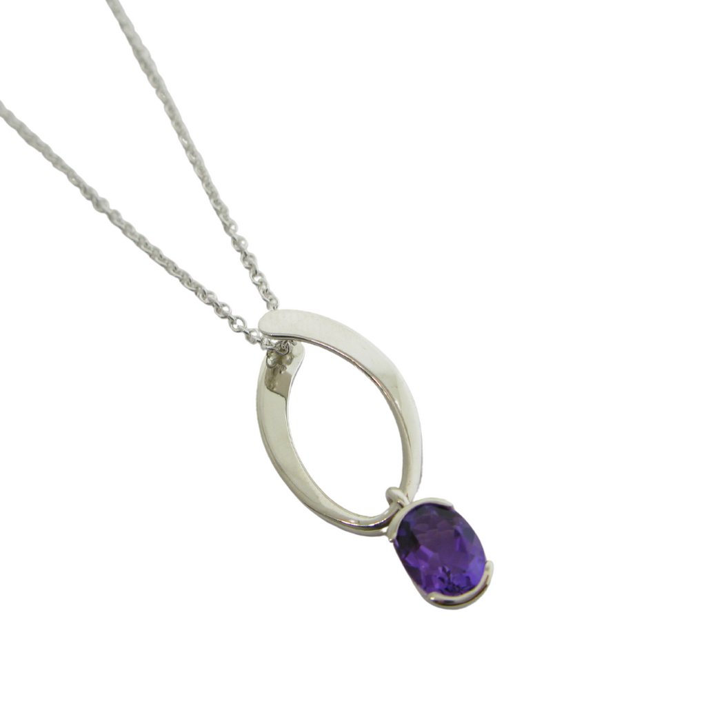 Oval Drop Amethyst Necklace