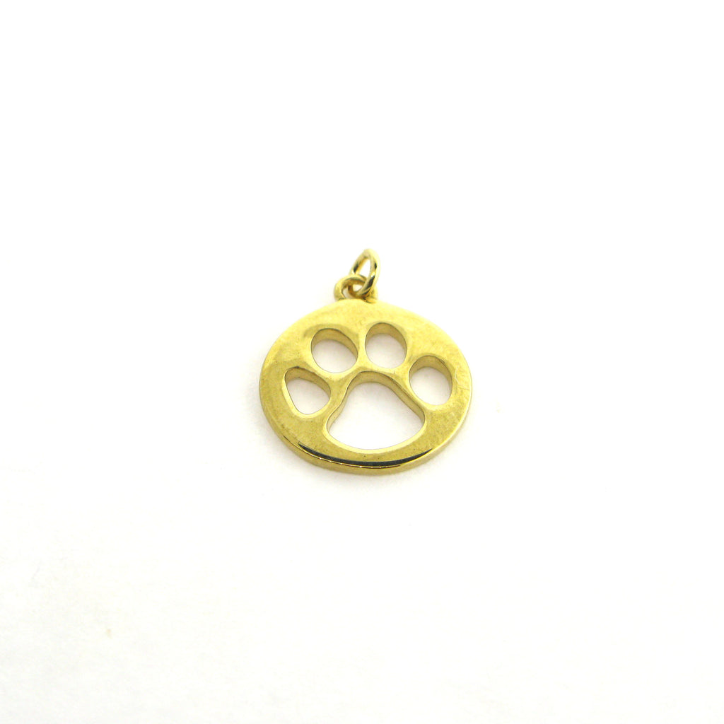 Cutout 14KT Gold Paw Charm