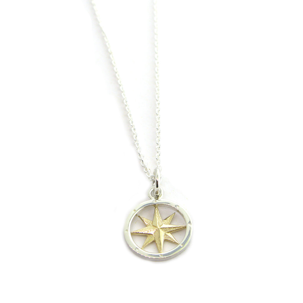 Tiny Compass Necklace 2 Tone